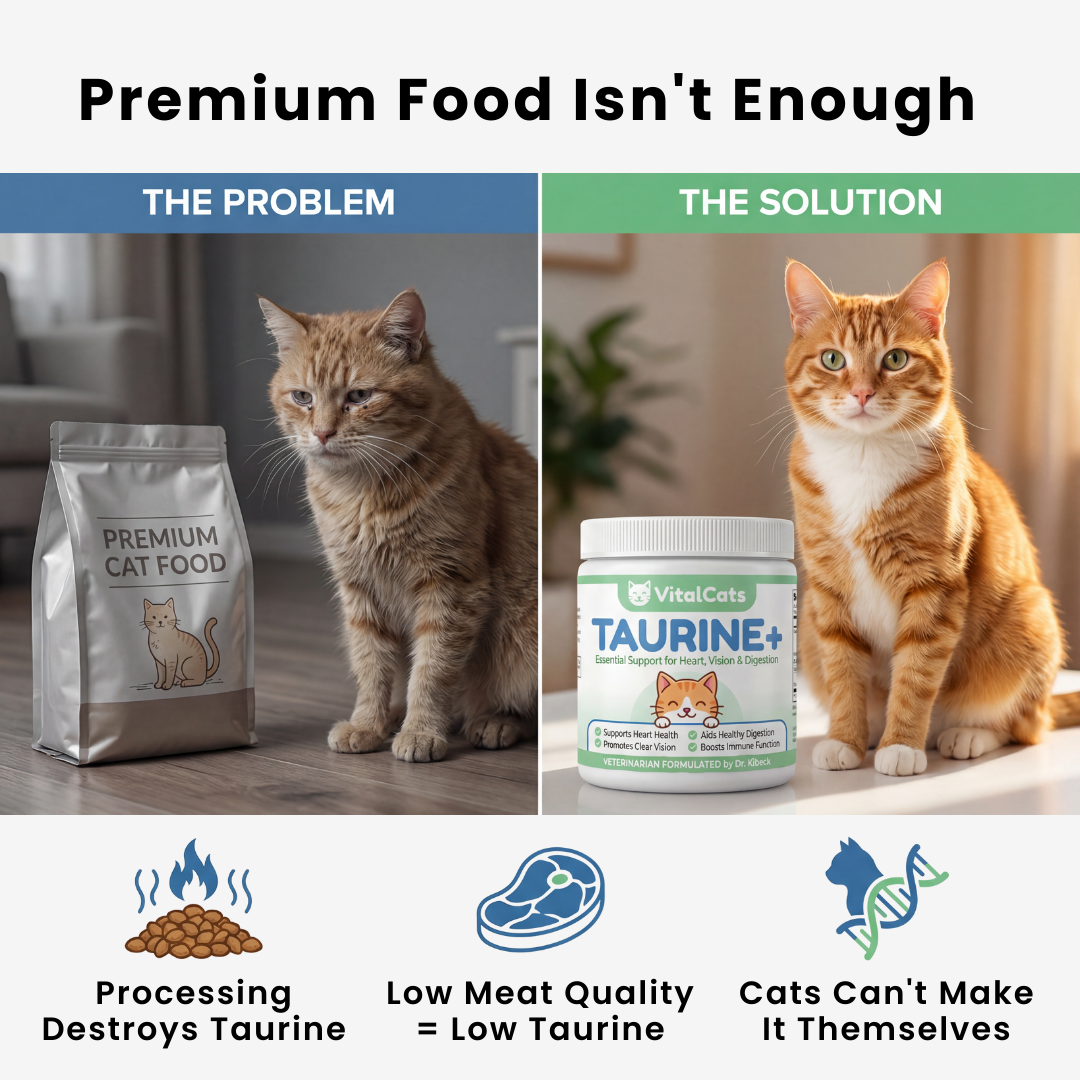 Reverse the Silent Deficiency Before It's Too Late with VitalCats™ Taurine+ Supplement
